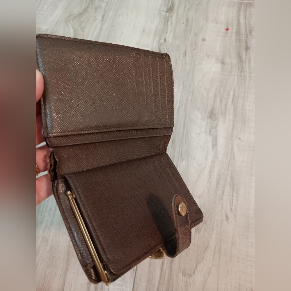 LOUIS VUITTON KISSLOCK DAMIER EBENE CANVAS CANVAS LEATHER BIFOLD WALLET - Picture 10 of 15